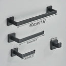 GobekUsa Black Bathroom Accessories Set: Robe Hook, Towel Rail, Shelf, Tissue Holder