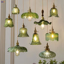 GobekUsa Green Glass LED Pendant Light | Nordic Modern Copper Knob Switch Hanging Fixture