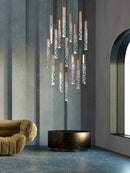 GobekUsa Crystal Circular Staircase Chandelier for Villa Duplex Foyer Decoration