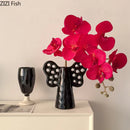 GobekUsa Elephant Ceramic Vase with Artificial Flowers for Home Decor