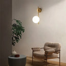 GobekUsa Gold LED Glass Ball Wall Lamp: American Style Aisle Sconce for Bedroom, Study, and Corridor