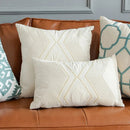 GobekUsa Ivory Geometric Embroidery Cushion Cover - Home Decor for Living Room Sofa Bed