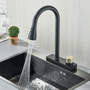 GobekUsa Black Kitchen Faucet 4 Function Brass Single Hole Mixer Deck Mounted