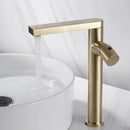 GobekUsa Brushed Gold Basin Faucet: Single Handle Brass Bathroom Mixer Tap