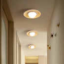 GobekUsa Acrylic LED Ceiling Lamp Yellow Travertine Wood Canopy Wabi Sabi Style
