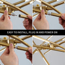 GobekUsa Gold LED Ceiling Chandelier for Living Room Bedroom Kitchen - Dimmable Pendant Light