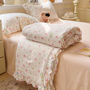 GobekUsa Korean Cotton Patchwork Quilt with Lace and Ruffle for Summer