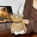 GobekUsa Bear Glass Cups: Cute Heat-resistant 320ml Latte Cups for Coffee.