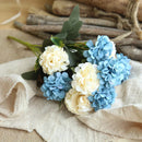 GobekUsa Blue Peony Tea Rose Silk Fake Flowers for DIY Home Garden Wedding Decor