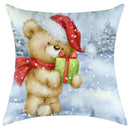 GobekUsa Christmas Pillowcase Deer Santa Tree Bear Print Cushion Cover