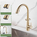 GobekUsa Black Brushed Gold Kitchen Faucet with Pull Out Spring Spout