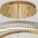 GobekUsa Crystal LED Chandelier: Luxury Modern Ring Stair Hanging Lamp for Living Room Decor