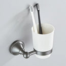 GobekUsa Gray Bathroom Accessories Set: Towel Rack, Toilet Brush Holder, Shelf, Soap Dish