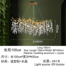 GobekUsa Golden Crystal Tree Chandelier, Luxury Matte Aluminum Art Ceiling Light for Living Room