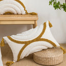GobekUsa Boho Loop Tufted Tassel Pillow Cover - Ethnic Embroidered Decorative Cushion