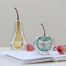GobekUsa Crystal Glass Apple Pear Ornaments Home Decor Figurines