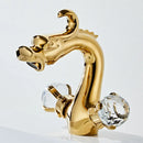 GobekUsa Gold Crystal Double Handle Basin Faucet for Bathroom Sink Mixer Tap