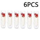 GobekUsa Double Wall Stemless Champagne Glasses Set for Wedding - 6Pcs