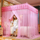 GobekUsa Lace Pleated Queen Bed Net Canopy with Stainless Steel Bracket