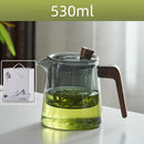 GobekUsa Glass Teapot Wood Handle Set - Chinese Tea Ceremony, High Boron Silicon Pot