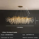 GobekUsa Crystal Branch LED Pendant Chandelier - Gold Suspend Lamp for Luxury Dining Room