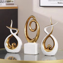 GobekUsa Gold Chain Abstract Ceramic Statue Desk Decoration Ornaments Sculpture Aesthetics