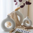 GobekUsa Ceramic Donut Vase: Nordic Art Pampas Grass Home Decor Office Living Room