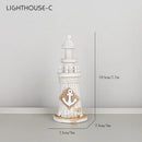 GobekUsa Coastal Wooden Lighthouse & Ship Model for Mediterranean Home Decor