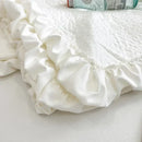 GobekUsa Fresh Flower Embroidered Summer Quilt Set - Lightweight Ruffled Comforter