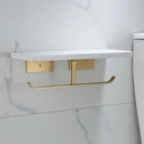 GobekUsa Brass Marble Toilet Paper Holder Nordic Brushed Gold Bathroom Tissue Shelf