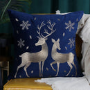 GobekUsa Christmas Elk Embroidered Cushion Cover | Gold & Silver Stamped Holiday Decor