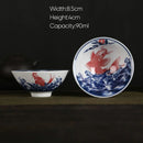 GobekUsa Blue and White Porcelain Hand-Painted Tea Cups - Set of 1