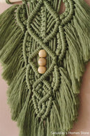 GobekUsa Handmade Macrame Leaf Hanging Tapestry Wall Decoration Mini Tapestry with Wood Stick