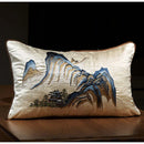 GobekUsa Chinese Ancient Art Chinoiserie Landscape Embroidered Lumbar Pillow Cover