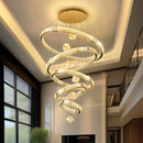 Modern Crystal Ring Staircase Chandelier Pendant Light