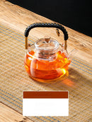 GobekUsa Glass Tea Pot with Wooden Handle, 900ml Capacity & Absorbent Tea Towel
