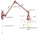 GobekUsa Adjustable Glass Swing Arm LED Wall Sconce with Pull Chain Switch