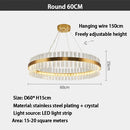 GobekUsa Gold Crystal Chandelier: Modern LED Luxury Lighting for Dining Living Bedroom