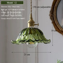 Nordic Green Glass Pendant Light With Brass Accents