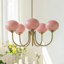 GobekUsa LED Glass Balls Chandeliers Pink Milky White Pendant Lights for Home Decor