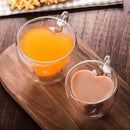 GobekUsa Heart Love Double Wall Glass Mug with Handle for Coffee Tea Milk Juice