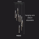 GobekUsa Crystal Chrome LED Chandelier: Luxury Duplex Stair Loft Pendant Light for Living Room