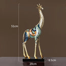 GobekUsa Giraffe Mother and Child Painted Sculpture - Modern Home Decoration Golden Ornament