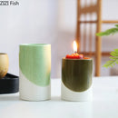 GobekUsa Green Cylinder Candle Holder Set for Romantic Home Decor