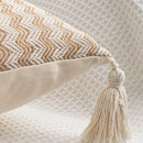 GobekUsa Jacquard Woven Cushion Cover with Tassels - Modern Minimalist Striped Design