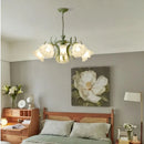 GobekUsa Green Flower Ceiling Chandelier: Elegant Iron Art Pendant Lamp for Living Room, Bedroom, Villa