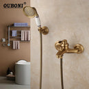 GobekUsa Antique Brass Wall Mounted Shower Faucet Set with Hand Shower Head