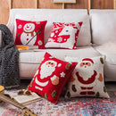 GobekUsa Christmas Embroidered Cushion Cover Snowman Deer Santa Bell Snowflake Pillowcase