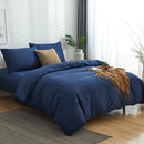 GobekUsa Cotton 4pcs Bedding Set Double Queen Solid Color Duvet Cover Flat Bed Sheet