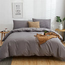 GobekUsa Cotton 4pcs Bedding Set Double Queen Solid Color Duvet Cover Flat Bed Sheet